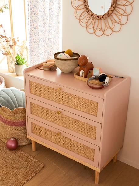 Commode en cannage POÉSIE rose+vert - vertbaudet enfant 