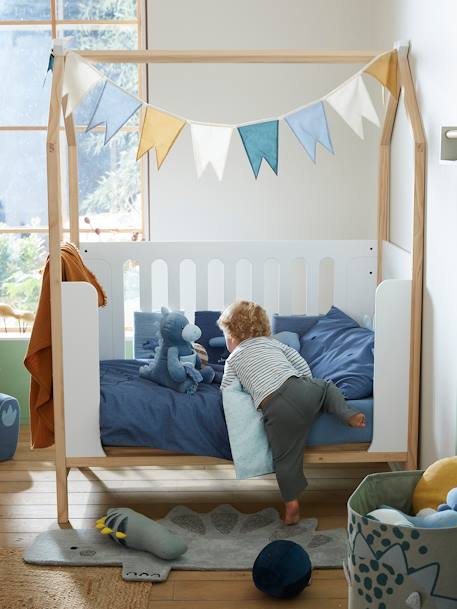 Lit bébé Cabane LIGNE COCONUT transformable en banquette blanc - vertbaudet enfant 