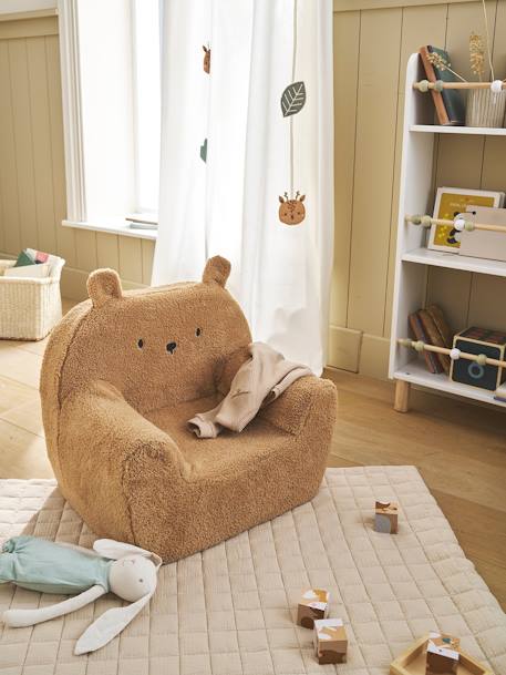 Fauteuil en mousse et sherpa Ourson camel+écru - vertbaudet enfant 