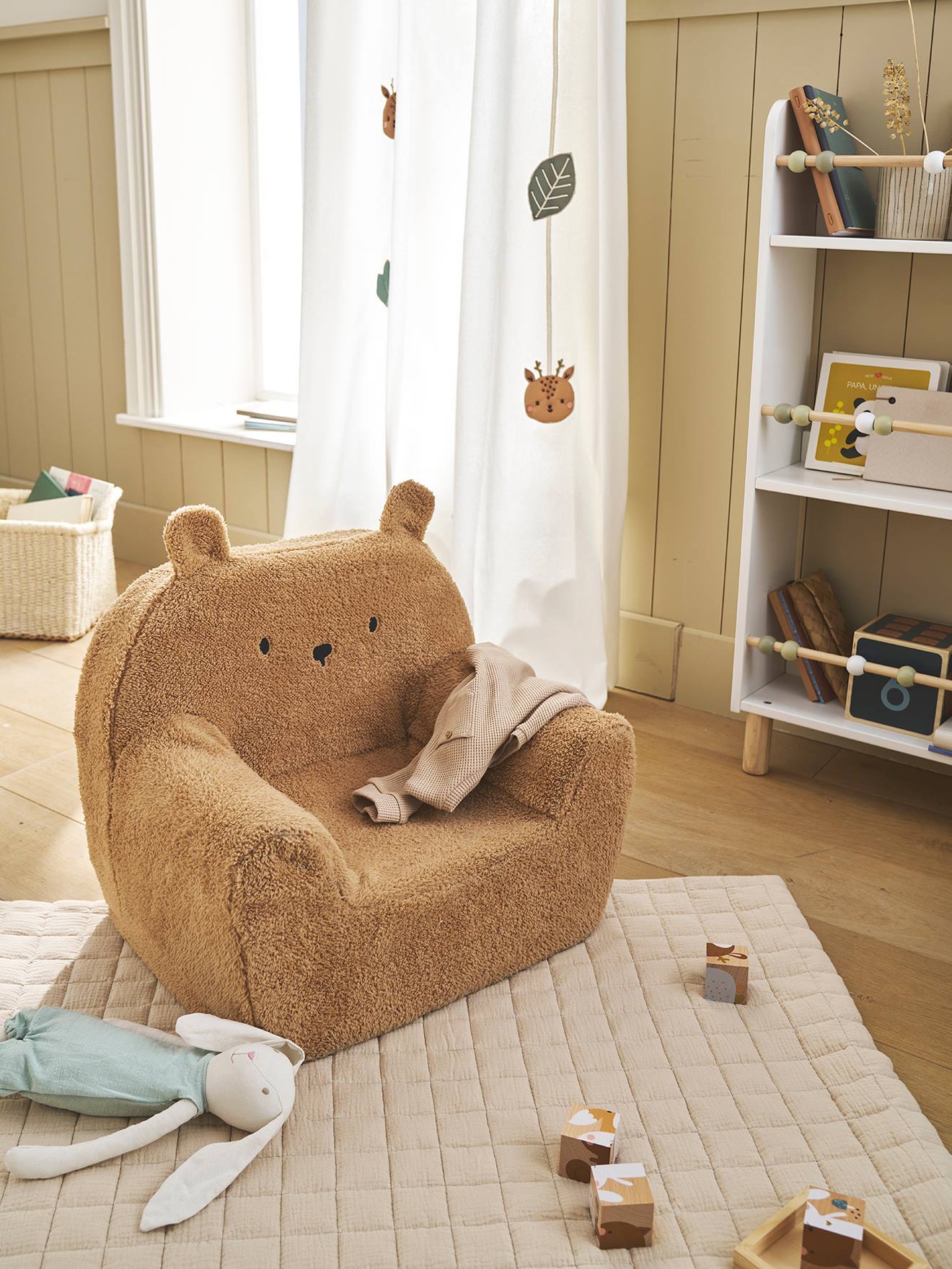 MONKEY GYM Fauteuil Lion Douillet Pour Enfant - Mousse Légère, Housse Coton Lavable, Dès 18 Mois