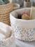 Lot de 2 petits paniers de rangement réversibles imprimé fleurs beige - vertbaudet enfant 