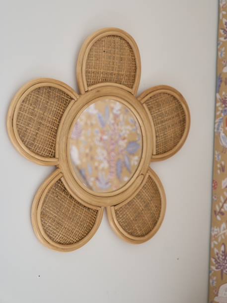 Miroir XL rotin et cannage Fleur beige doré - vertbaudet enfant 