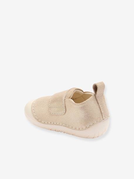 Soepele babyslofjes met klittenband goud+oudroze - vertbaudet enfant 