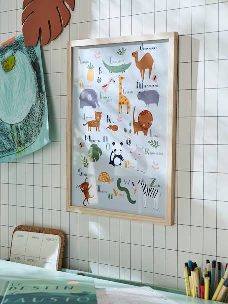 Cadre + affiche Abécédaire Jungle beige - vertbaudet enfant 