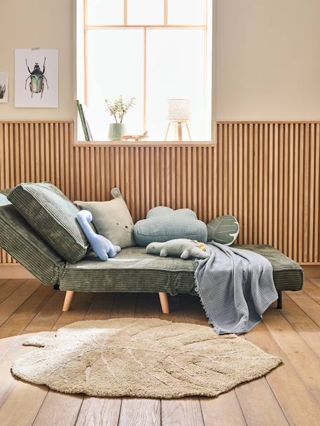 Banquette convertible 1 place velours côtelé rose nude+vert - vertbaudet enfant 