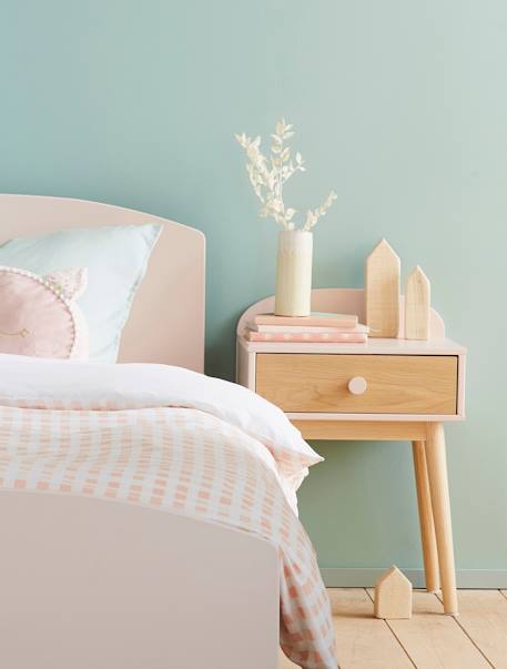 Chevet avec poignées personnalisables LIGNE CONFETTI blanc+ROSE CLAIR UNI - vertbaudet enfant 