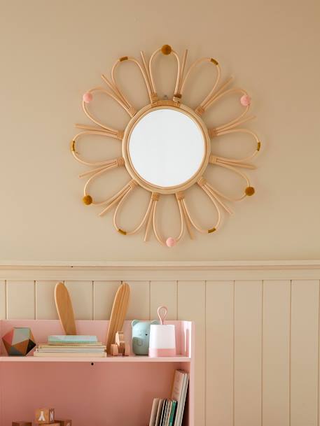 Miroir en rotin à pompons Sunshine Naturel - vertbaudet enfant 