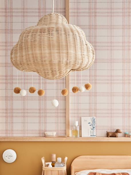 Abat-jour nuage en rotin beige doré - vertbaudet enfant 