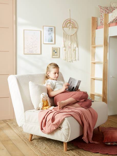 Banquette convertible 1 place en sherpa écru - vertbaudet enfant 