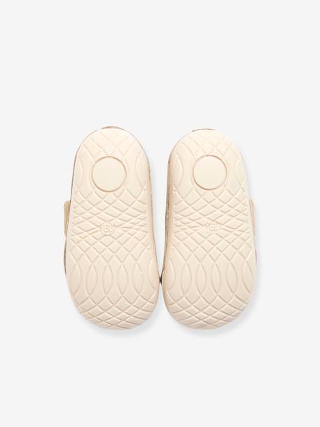 Soepele babyslofjes met klittenband goud+oudroze - vertbaudet enfant 