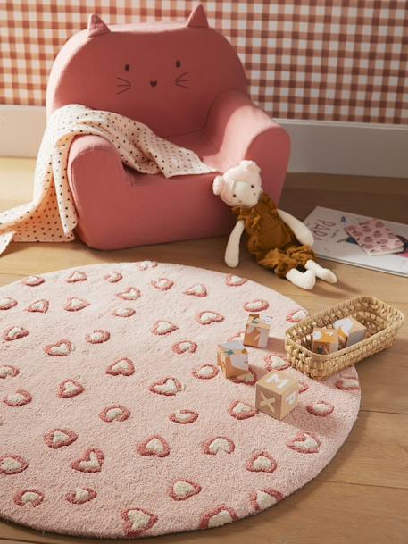 Tapis rond léopard LOVELY LÉO rose - vertbaudet enfant 
