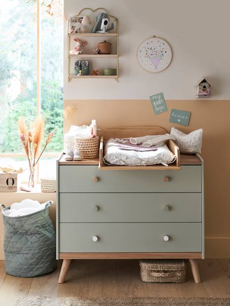 Commode avec poignées personnalisables LIGNE CONFETTI blanc+Vert - vertbaudet enfant 