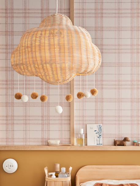 Abat-jour nuage en rotin beige doré - vertbaudet enfant 