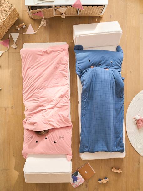Sac de couchage Ourson, avec coton recyclé bleu - vertbaudet enfant 