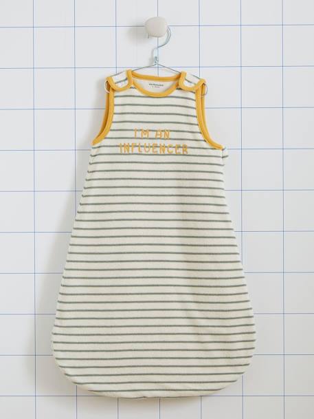 Speciale zomertrappelzak in badstof SUMMER DREAMS groen, gestreept - vertbaudet enfant 