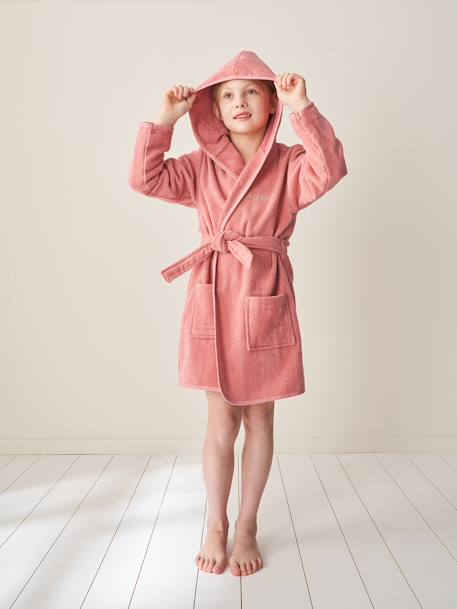 Peignoir de bain enfant uni avec coton recyclé, personnalisable bois de rose+marine+menthe - vertbaudet enfant 