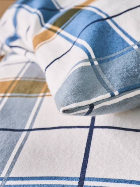 Parure housse de couette enfant et taie d'oreiller en flanelle RETRO WINTER, avec coton recyclé rayé marine - vertbaudet enfant 