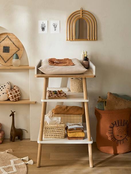 Table à langer LIGNE CONFETTI blanc/bois - vertbaudet enfant 