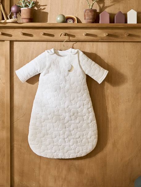 Gigoteuse hiver quiltée manches amovibles en gaze de coton bio* NUITS DE RÊVE caramel+écru+marine - vertbaudet enfant 