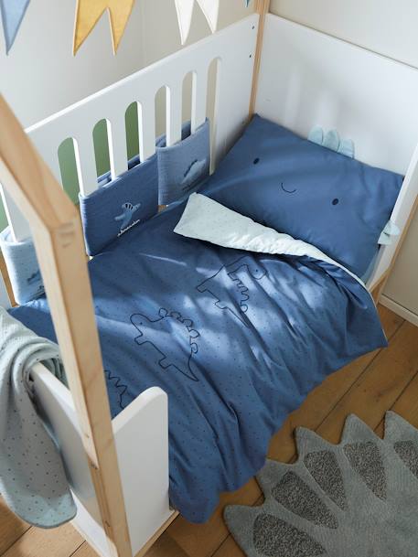 Kussensloop baby KLEINE DINO Oeko-Tex¨ blauw - vertbaudet enfant 