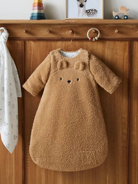 Gigoteuse hiver manches amovibles en polaire Ours GREEN FOREST beige foncé+écru - vertbaudet enfant 