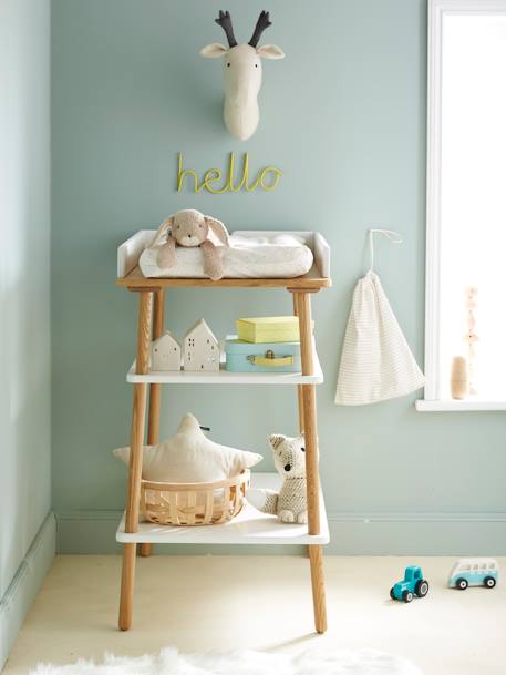 Table à langer LIGNE CONFETTI blanc/bois - vertbaudet enfant 