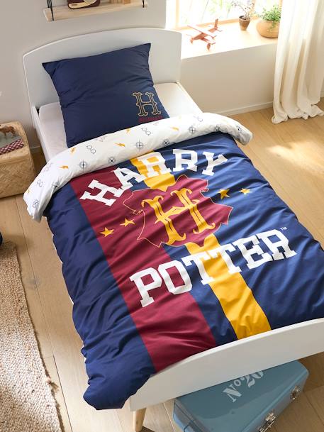 Parure housse de couette + taie d'oreiller enfant Harry Potter BLEU FONCE IMPRIME - vertbaudet enfant 