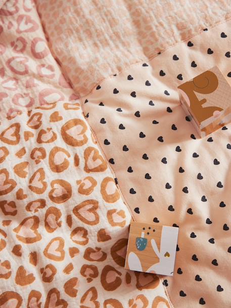 Tapis de sol / Fond de parc patchwork coton et sherpa LOVELY LÉO rose imprimé - vertbaudet enfant 
