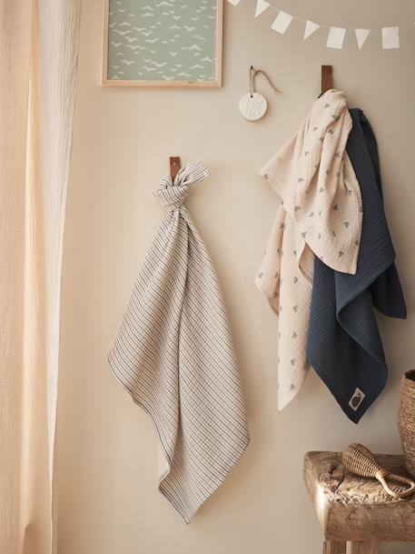 Lot de 3 langes en gaze de coton NAVY SEA lot bleu - vertbaudet enfant 