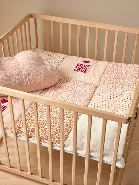 Tapis de sol / Fond de parc patchwork coton et sherpa LOVELY LÉO rose imprimé - vertbaudet enfant 