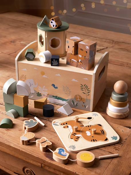 Multifunctionele box van FSC 100%-hout groen - vertbaudet enfant 