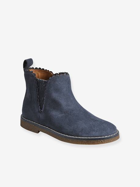 Boots enfant fille cuir élastiquées et zippées bordeaux+camel+marine+or+vert - vertbaudet enfant 