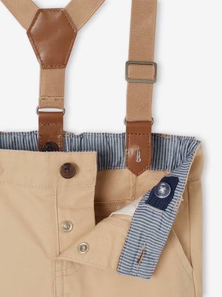 Ensemble 4 pièces bébé chemise + noeud papillon + pantalon + bretelles beige - vertbaudet enfant 