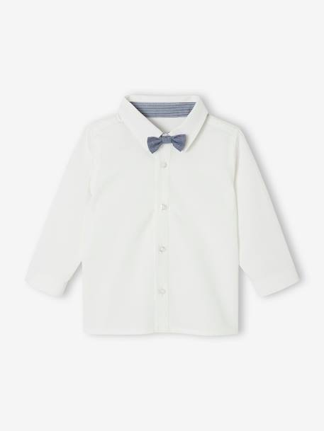 Ensemble 4 pièces bébé chemise + noeud papillon + pantalon + bretelles beige - vertbaudet enfant 