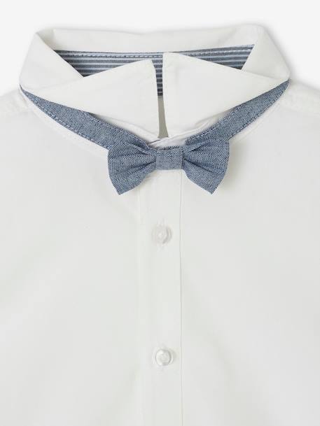 Ensemble 4 pièces bébé chemise + noeud papillon + pantalon + bretelles beige - vertbaudet enfant 