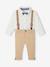 Ensemble 4 pièces bébé chemise + noeud papillon + pantalon + bretelles beige - vertbaudet enfant 