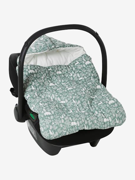 Nid d'ange enveloppant en coton beige imprimé+bleu glacier+imprimé grenier - vertbaudet enfant 