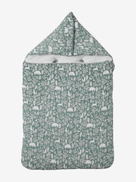 Engelennest KLEINE DINO van hydrofiel doek beige, bedrukt+grijsblauw+ijsblauw+print grenier+vanille+wit - vertbaudet enfant 