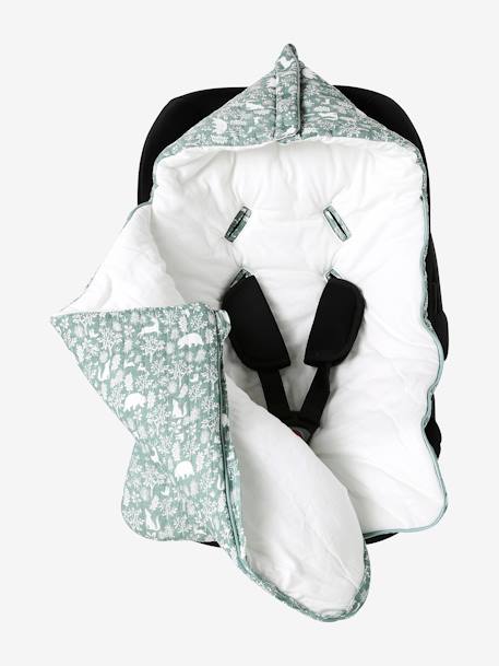 Engelennest KLEINE DINO van hydrofiel doek beige, bedrukt+grijsblauw+ijsblauw+print grenier+vanille+wit - vertbaudet enfant 