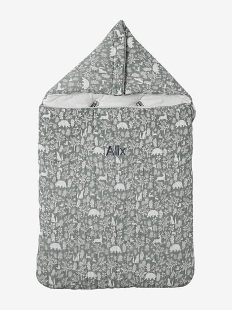 Engelennest KLEINE DINO van hydrofiel doek beige, bedrukt+grijsblauw+ijsblauw+print grenier+vanille+wit - vertbaudet enfant 