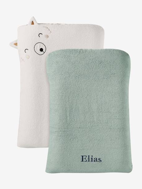 Lot 2 housses matelas à langer animaux bleu grisé+blush+multicolore+noisette+noix de pécan - vertbaudet enfant 