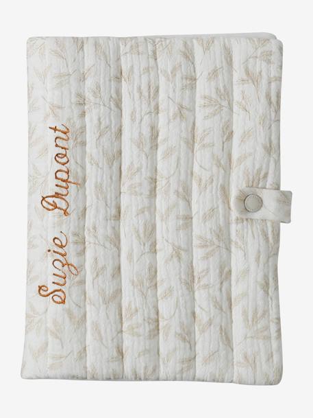 Beschermingshoes voor groeiboekje van katoengaas beige, bedrukt+cappuccino+touw - vertbaudet enfant 