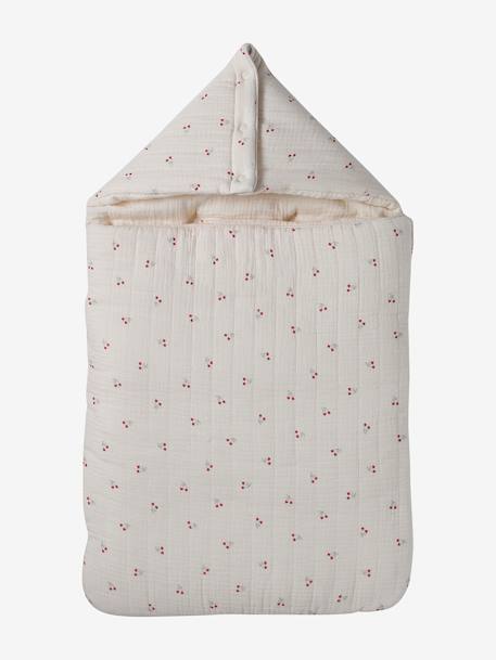 Engelennest KLEINE DINO van hydrofiel doek beige, bedrukt+grijsblauw+ijsblauw+print grenier+vanille+wit - vertbaudet enfant 