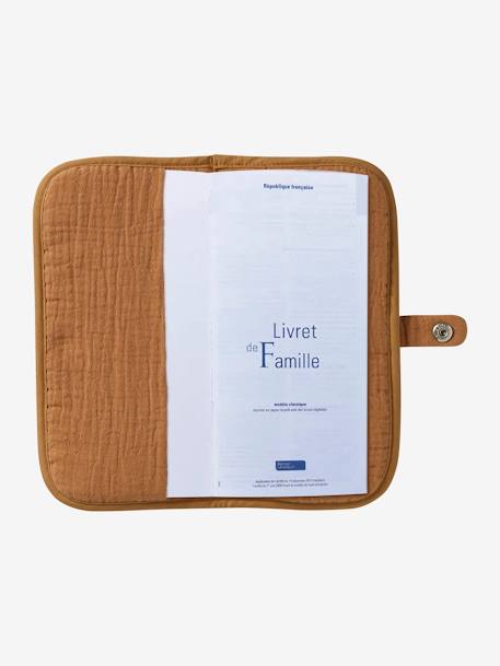 Hoes van katoenen gaas voor familiealbum okergeel+saliegroen - vertbaudet enfant 