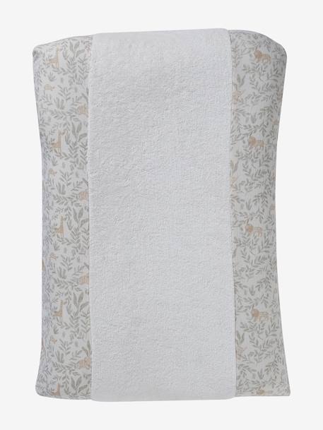 Housse matelas à langer bi-matière gaze de coton/éponge beige imprimé+vert céladon - vertbaudet enfant 