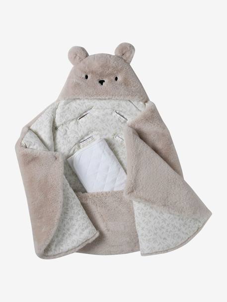 Nid d'ange transformable en tapis à langer peluche beige+beige imprimé+gris souris+kaki+rose imprimé - vertbaudet enfant 