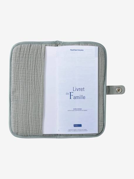 Hoes van katoenen gaas voor familiealbum okergeel+saliegroen - vertbaudet enfant 