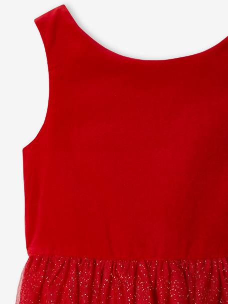 Kerstjurk van fluweel en glanzend tule voor meisjes rood+smaragdgroen - vertbaudet enfant 