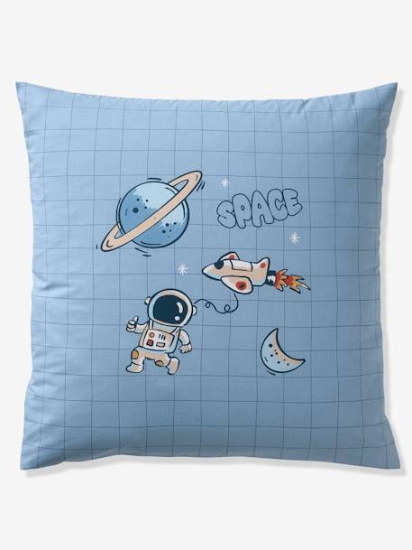 Parure housse de couette + taie d'oreiller enfant INTERGALACTIC, avec coton recyclé bleu imprimé - vertbaudet enfant 