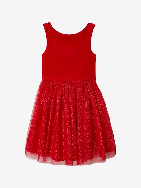 Robe Noël fille en velours et tulle brillant rouge+vert émeraude - vertbaudet enfant 